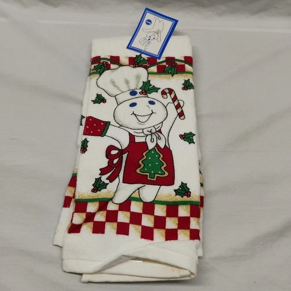 NWT Pillsbury Doughboy Warm‎ Greeting Christmas Oven Mitt & Hand Towel 1998